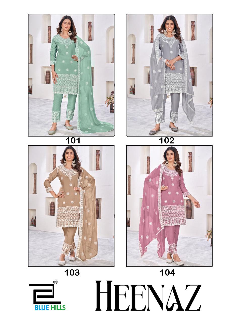 Heenaz By Blue Hills Designer Rayon Embroidery Kurti With Bottom Dupatta Wholesale Market
